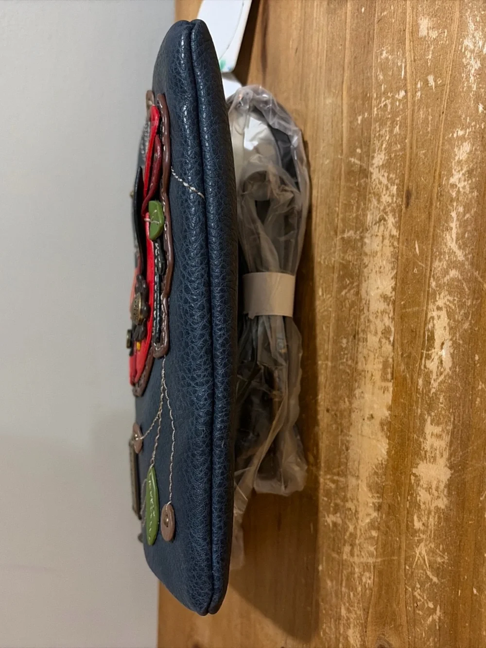 Chala Blue and Red Crossbody Bag with Cardinal Embroidery NWT